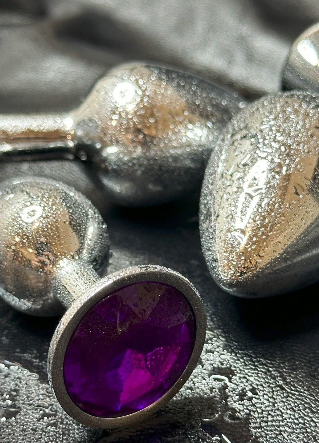 Анальна пробка металева розмір M синій No Brand (316663108)