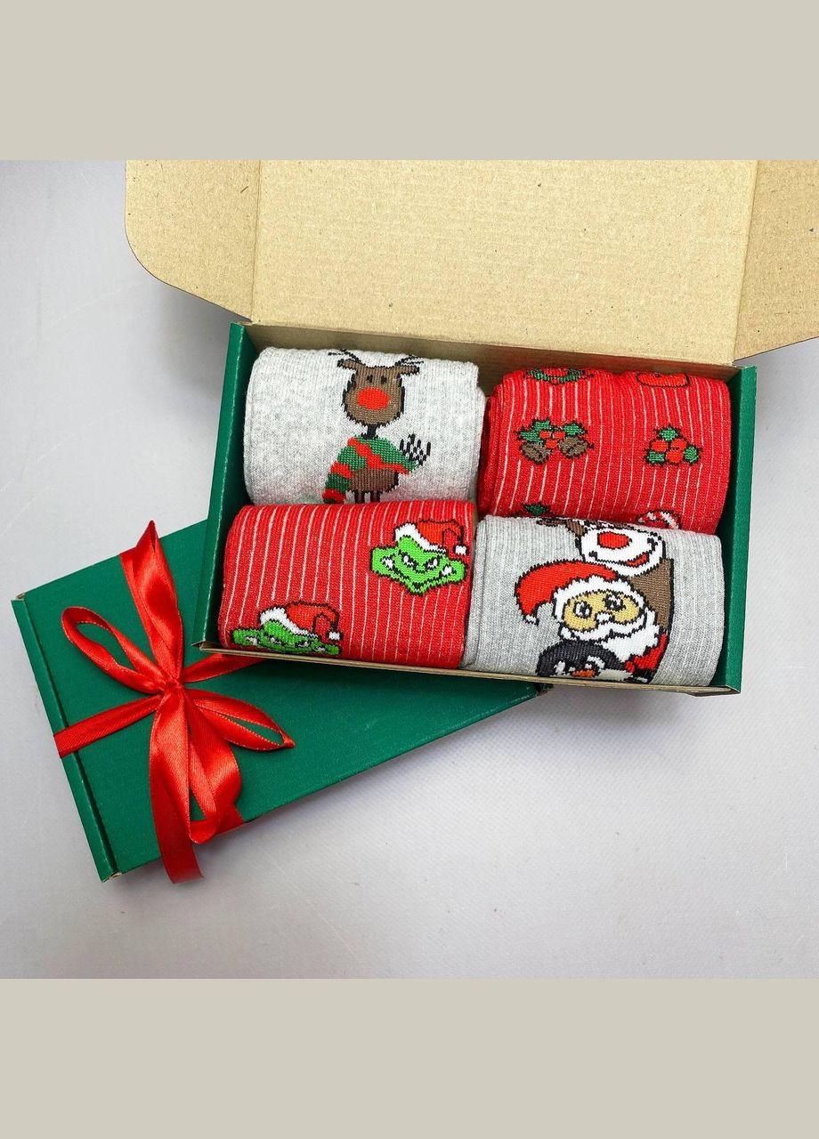 Комбіновані бокс жіночих новорічних шкарпеток 36-41 на 4 пари Vakko (308201754)