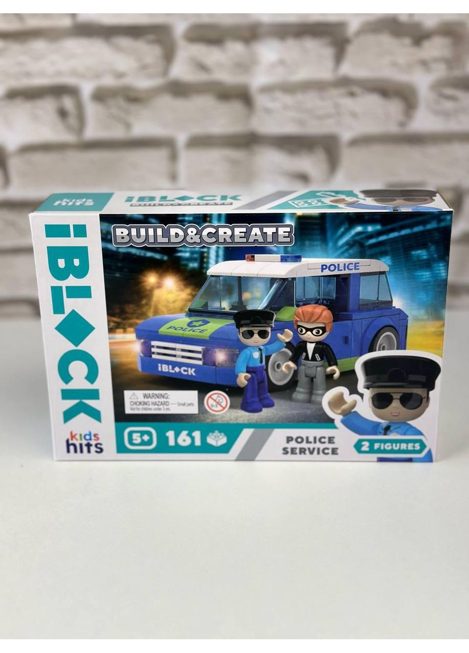 Конструктор машина Полиция Kids hits JUNIOR KH17/001/2, 161 деталь и 2 фигурки Iblock (362422856)