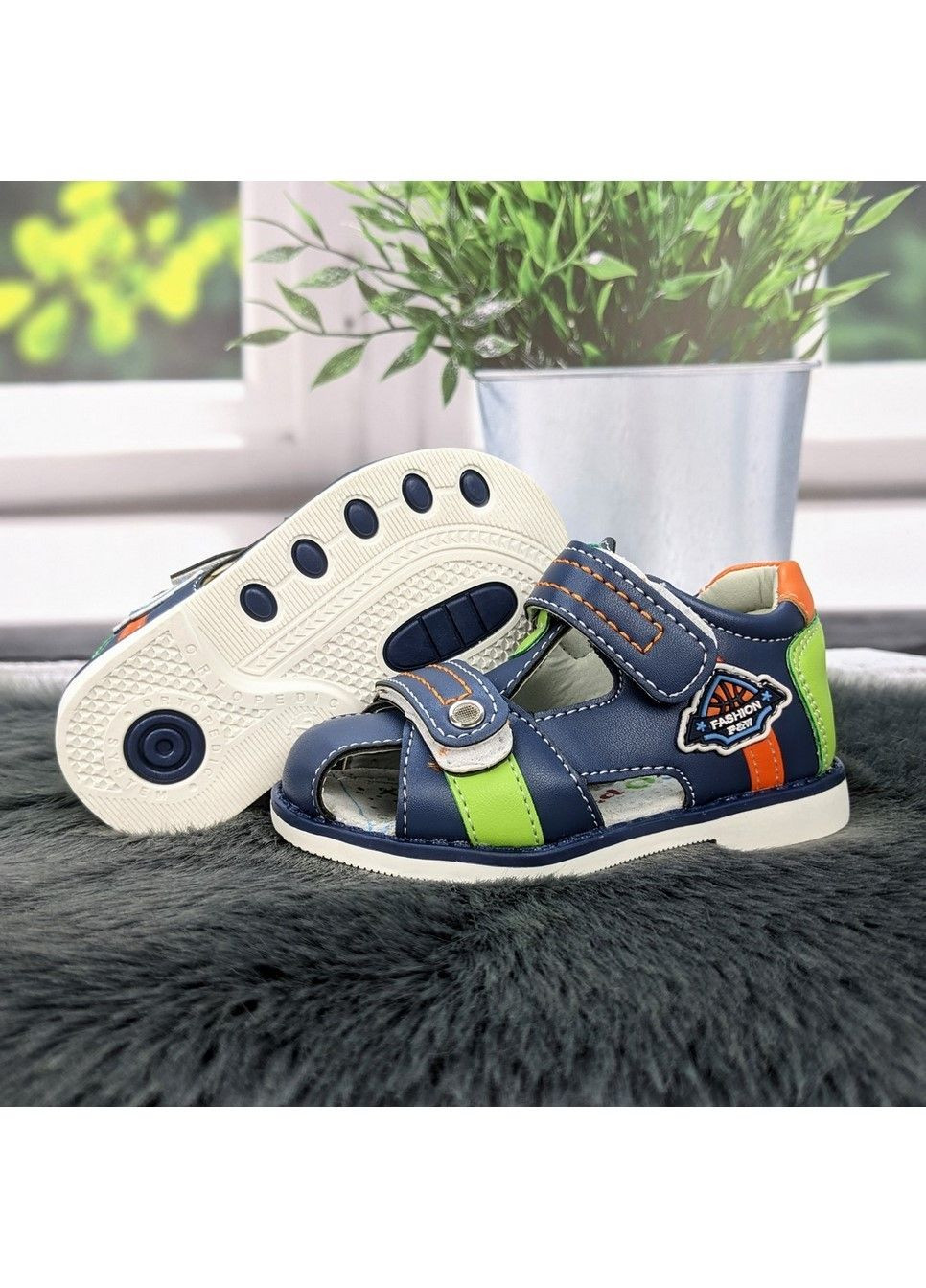 Синие повседневные босоножки детские сандалии для мальчика СВТ.Т на липучке