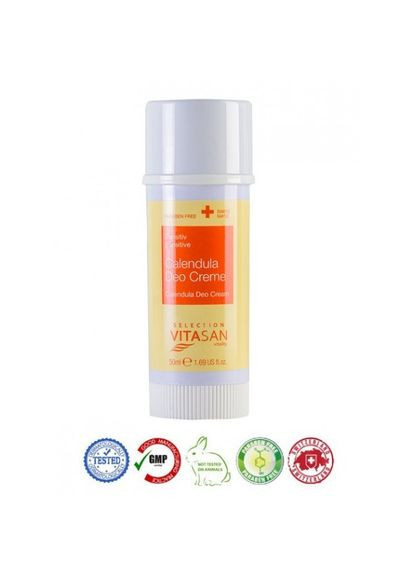 Натуральний швейцарський дезодорант Део-крем Календула Original 50мл GMP Sertified Не тестувався на тваринах Vivasan (273255328)