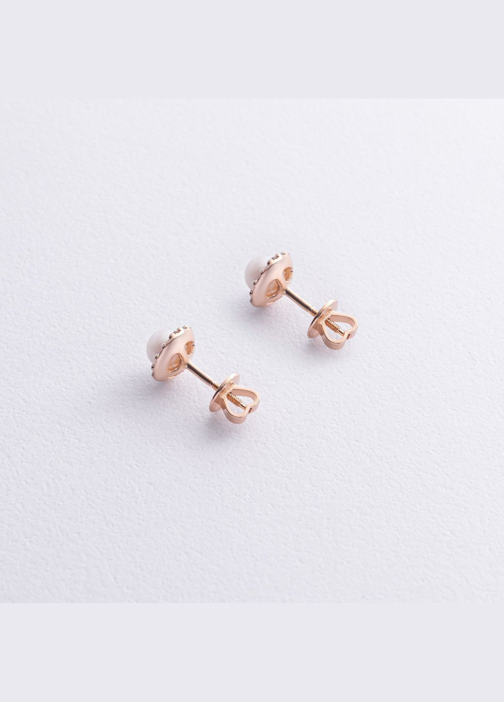 Золотые серьги - пусеты Linea (жемчуг, фианиты) с08917 Oniks (282958815)