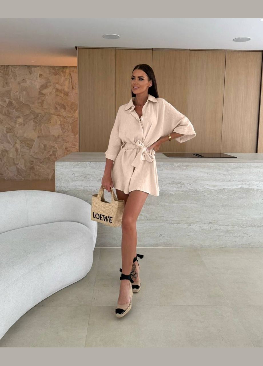 Комбінезон Україна UMButik комбінезон-шорти однотонний бежевий повсякденний