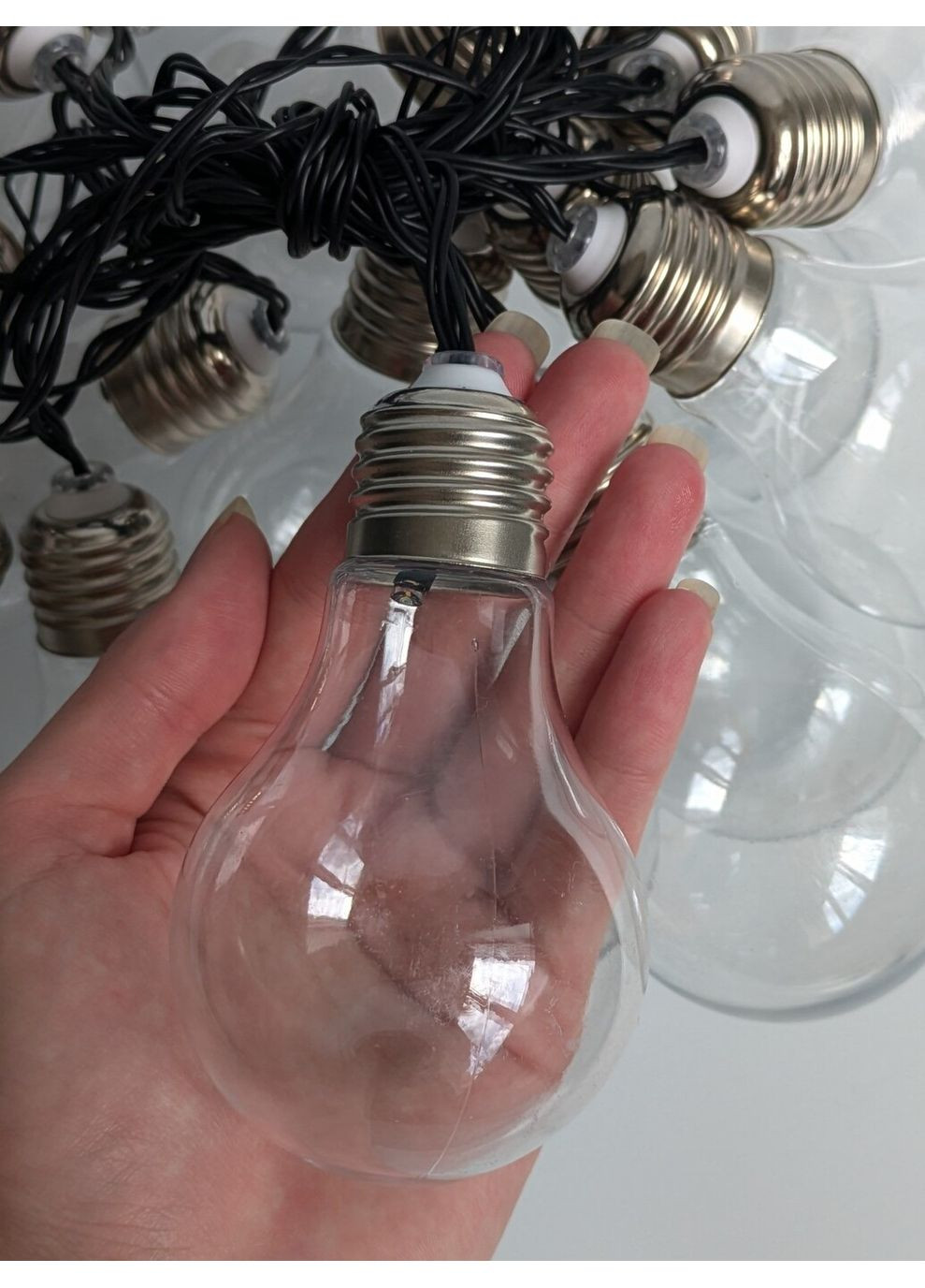 Гирлянда 5м 20 ламп прозрачных теплый белый на солнечной батарее No Brand (360900808)