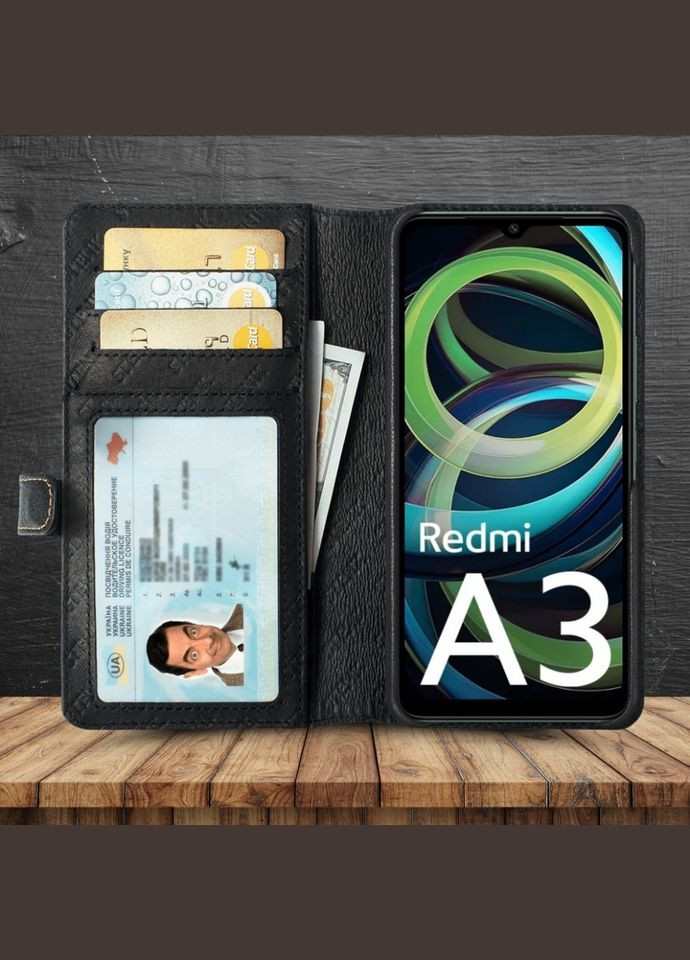 Чохол книжка Premium Wallet для Xiaomi Redmi A3 Чорний (76068) Stenk (289370066)