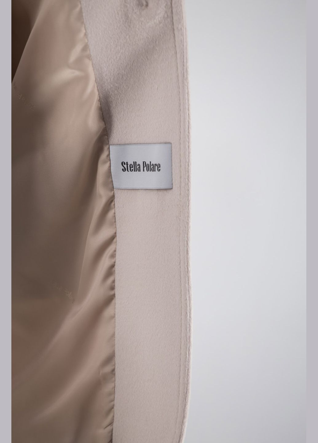 Молочне демісезонне Жіноче вовняне пальто casual з англійським коміром, бежеве, весняне Stella Polare (, ), 39715 No Brand