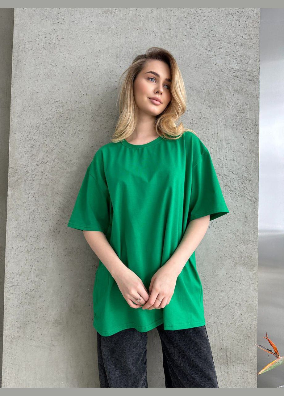 Зеленая летняя футболка женская оверсайз LeVi