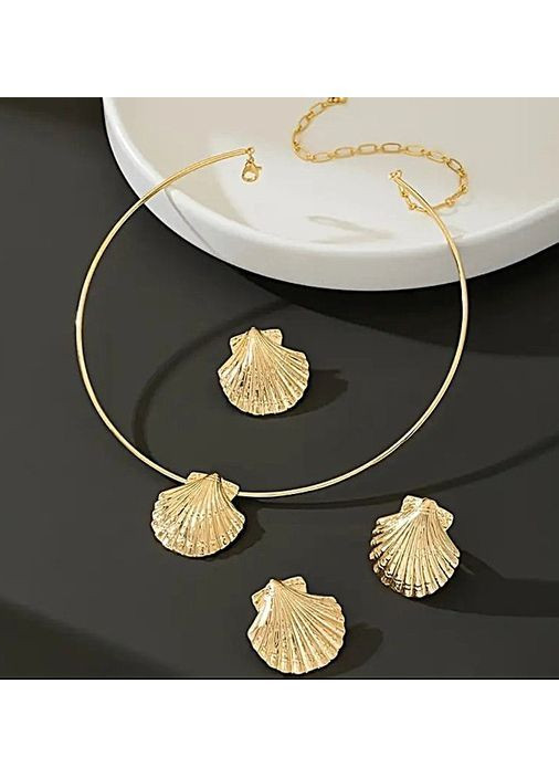 Комплект Чокер сережки и кольцо Ракушки No Brand (365751594)