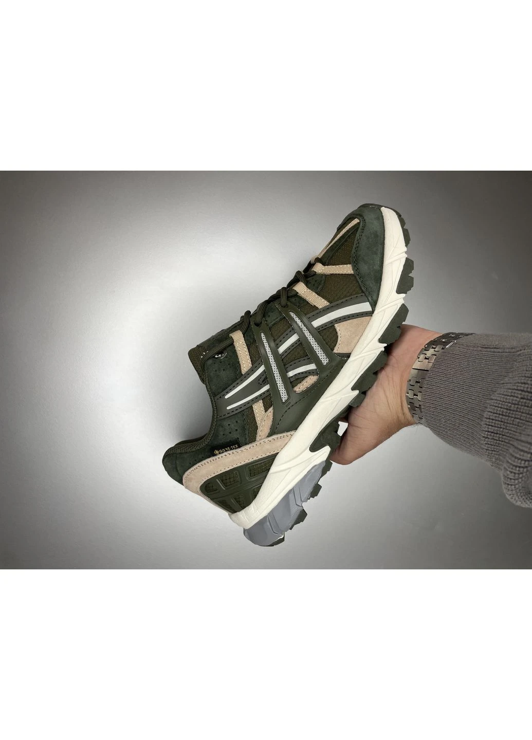 Зелені кросівки чоловічі asics gel khaki gore tex асікс гель зелені демісезон No Brand