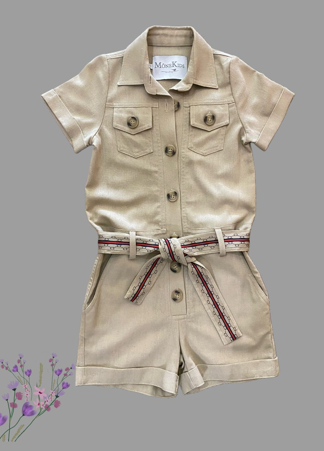 Комбинезон шорты льняной для девочки. Mone (330244856)