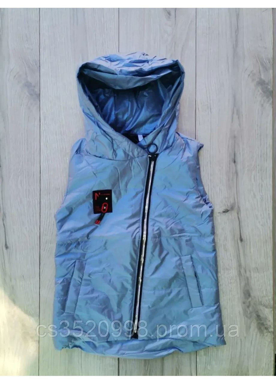 Підліткова жилетка для дівчинки сірого кольору з переливом) на 8,9,10,11,12 років Kids (370438914)