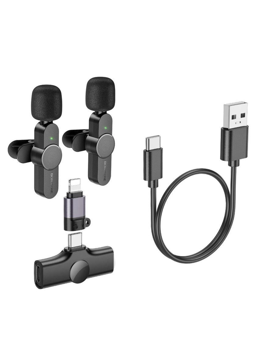 Микрофонпетличка BFK12 Trophy lavalier беспроводной цифровой микрофон(iP/Type-C) Black Borofone (316699560)