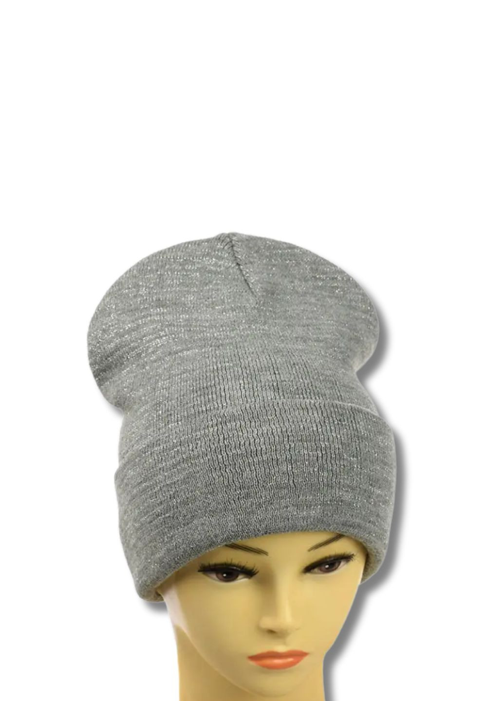 Молодіжна двошарова шапка біні лонг із люрексом No Brand Шапка біні лонг лопата (341083763)