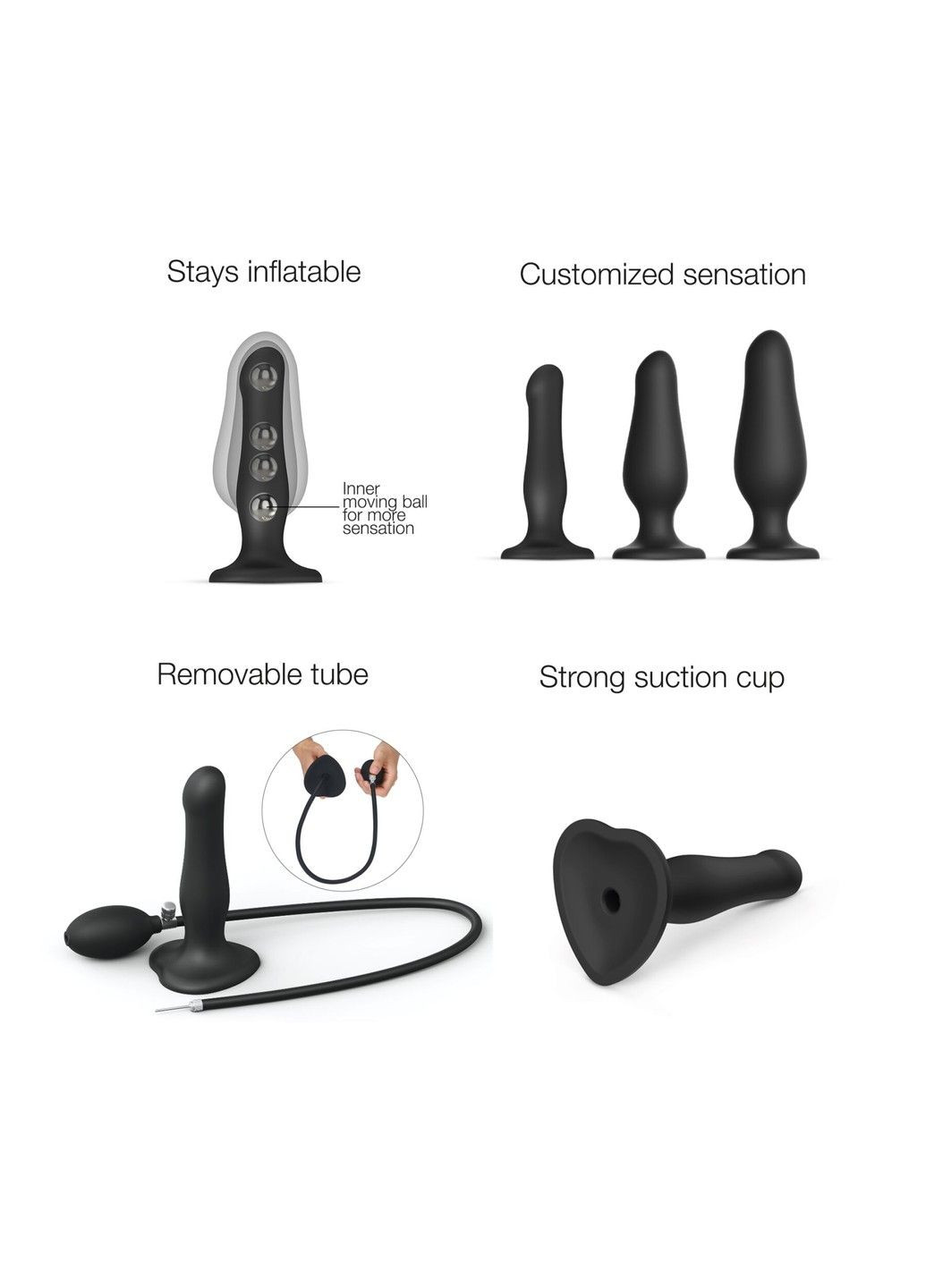 Надувной фаллоимитатор Strap On Me INFLATABLE DILDO PLUG NOIR шарик внутри диаметр до 6 см искусственный член Strap-On-Me (298473829)