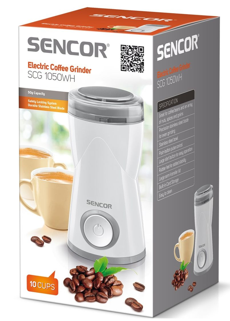 Кофемолка роторная 150Вт, объем зерен-50г, пластик, Sencor (341089355)