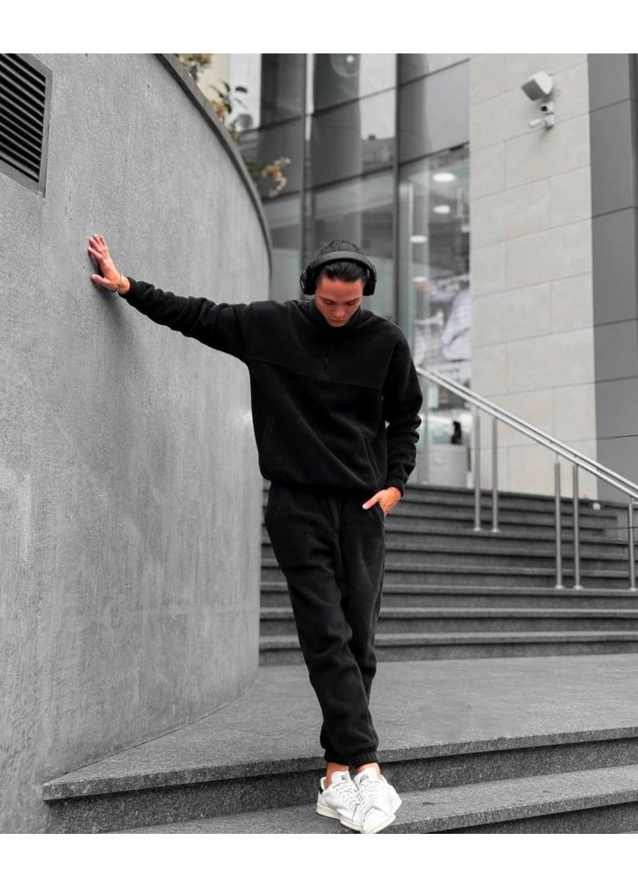 Черный костюм теплый турецкая ткань молния полар,двусторонний флис,штаны и кофта Україна