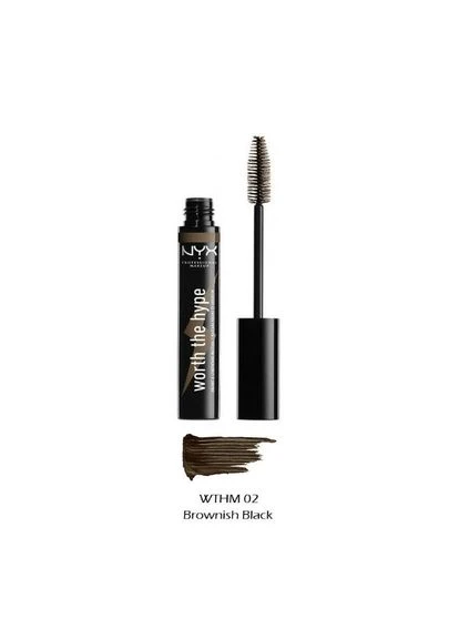 Цветная тушь для ресниц Worth the Hype Volumizing & Lengthening Mascara (7 мл и 5.25 мл) 02 BROWNISH BLACK (WTHM02) NYX Professional Makeup (293153728)