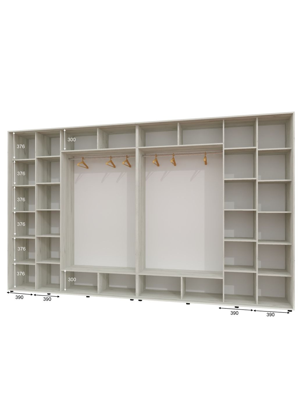 Шафа-купе чотиридверна 390*60*250 см Дуб крафт білий 4 двері ДСП ШК-02 Алекса (360450827)