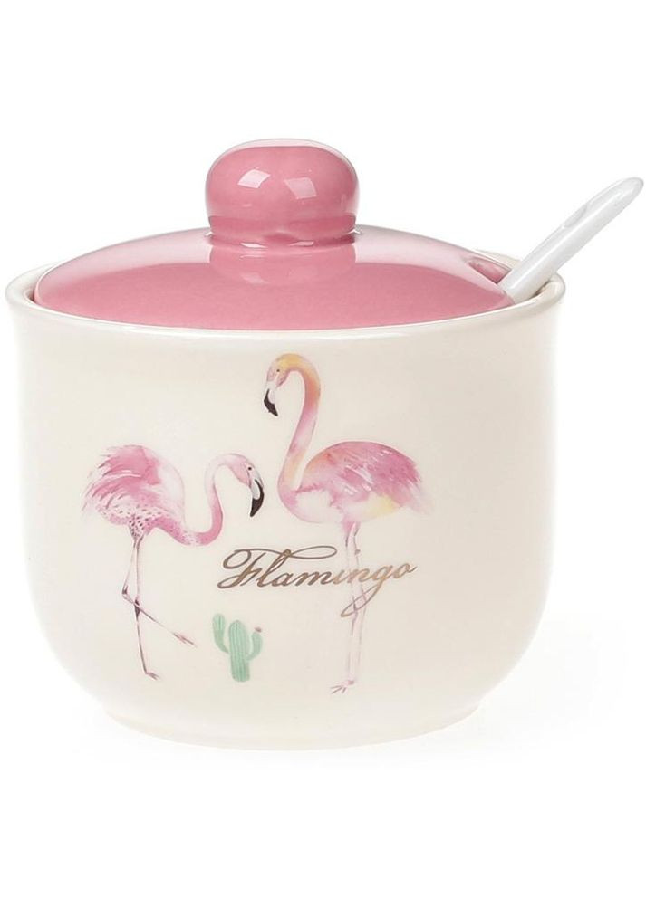 Цукорниця керамічна "Рожевий Фламінго" 350мл з порціонною ложкою Bona (332668483)