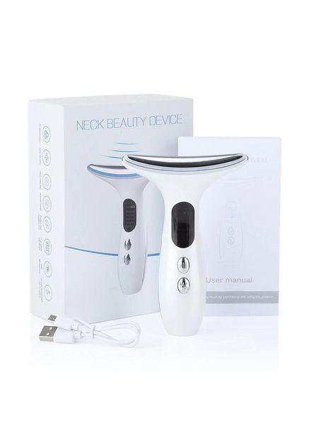 Мікрострумовий масажер Neck Beauty Device для обличчя та шиї з LED-світлом і USB-зарядкою No Brand (366666235)