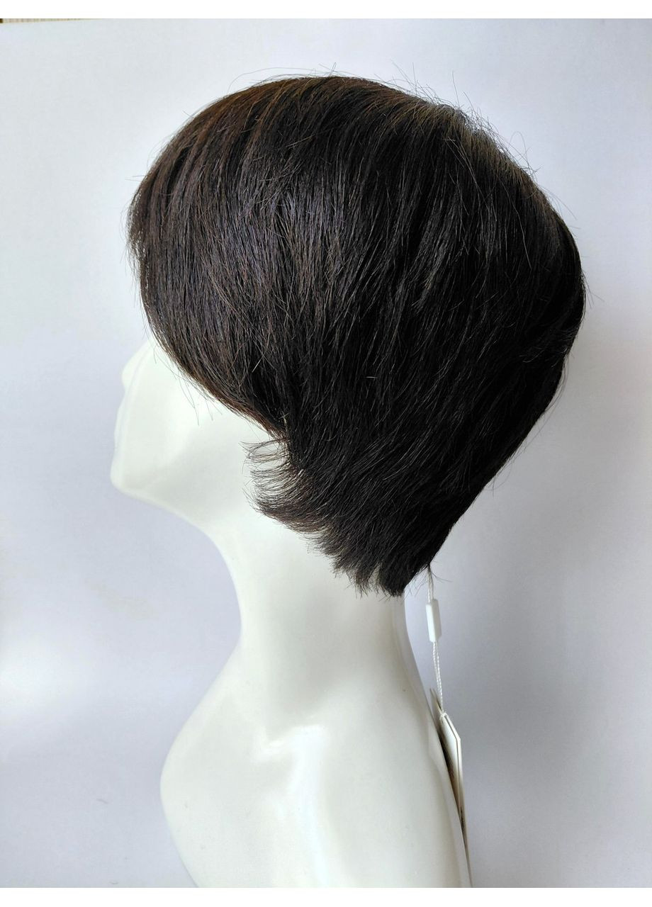 Перука зі 100% натурального волосся боб каре чорний No Brand (362035953)