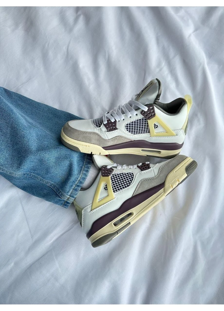 КРОСІВКИ ЖІНОЧІ NIKE AIR JORDAN 4 WHITE BEIGE BORDO НАЙК АІР ДЖОРДАН БІЛІ No Brand білі демісезони (391958099)