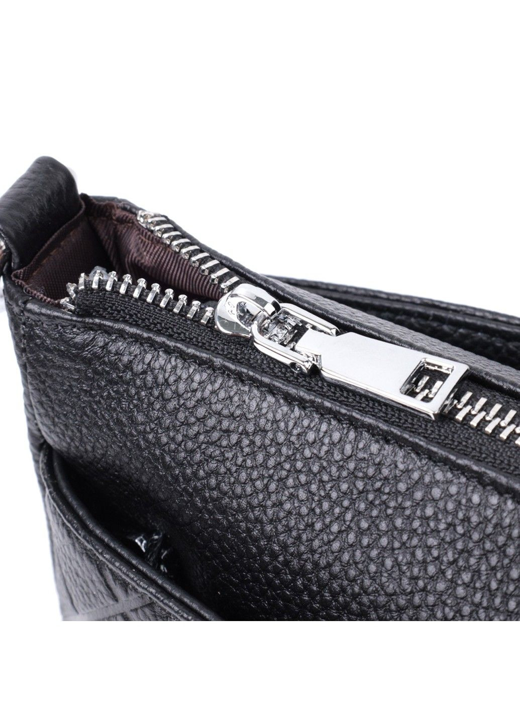 Элегантная сумка для женщин на три отделения из натуральной кожи 22805 Черный Vintage (303877312)