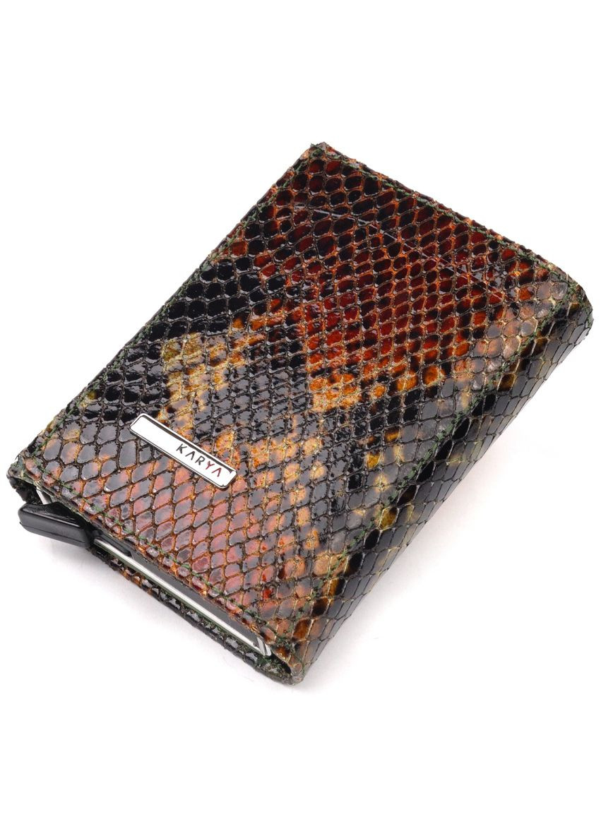 Лакована візитниця з натуральної фактурної шкіри під змію 20988 Різнокольоровий Karya (337353075)