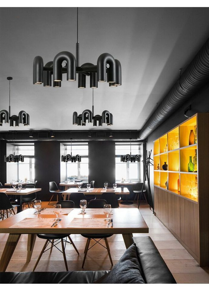 Люстра светодиодная подвесная LED светильник для квартиры на потолок лэд 27119 Черный 45-175х80х80 см. Sunnysky (335974873)