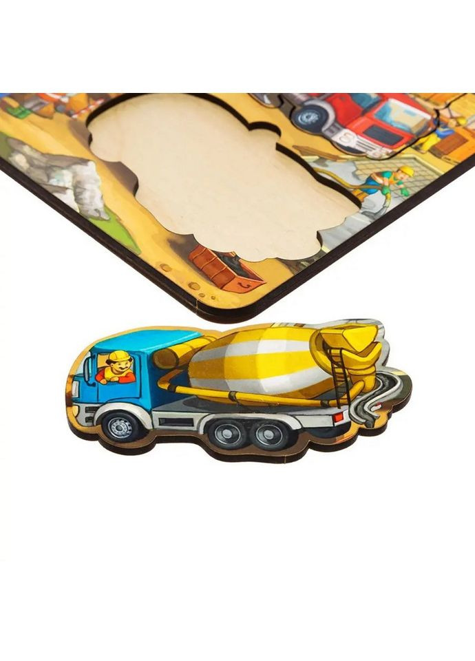 Дерев'яний пазл-вкладиш "Будівництво - 4" (ПСД146) PSD146 маленький Ubumblebees (316267607)