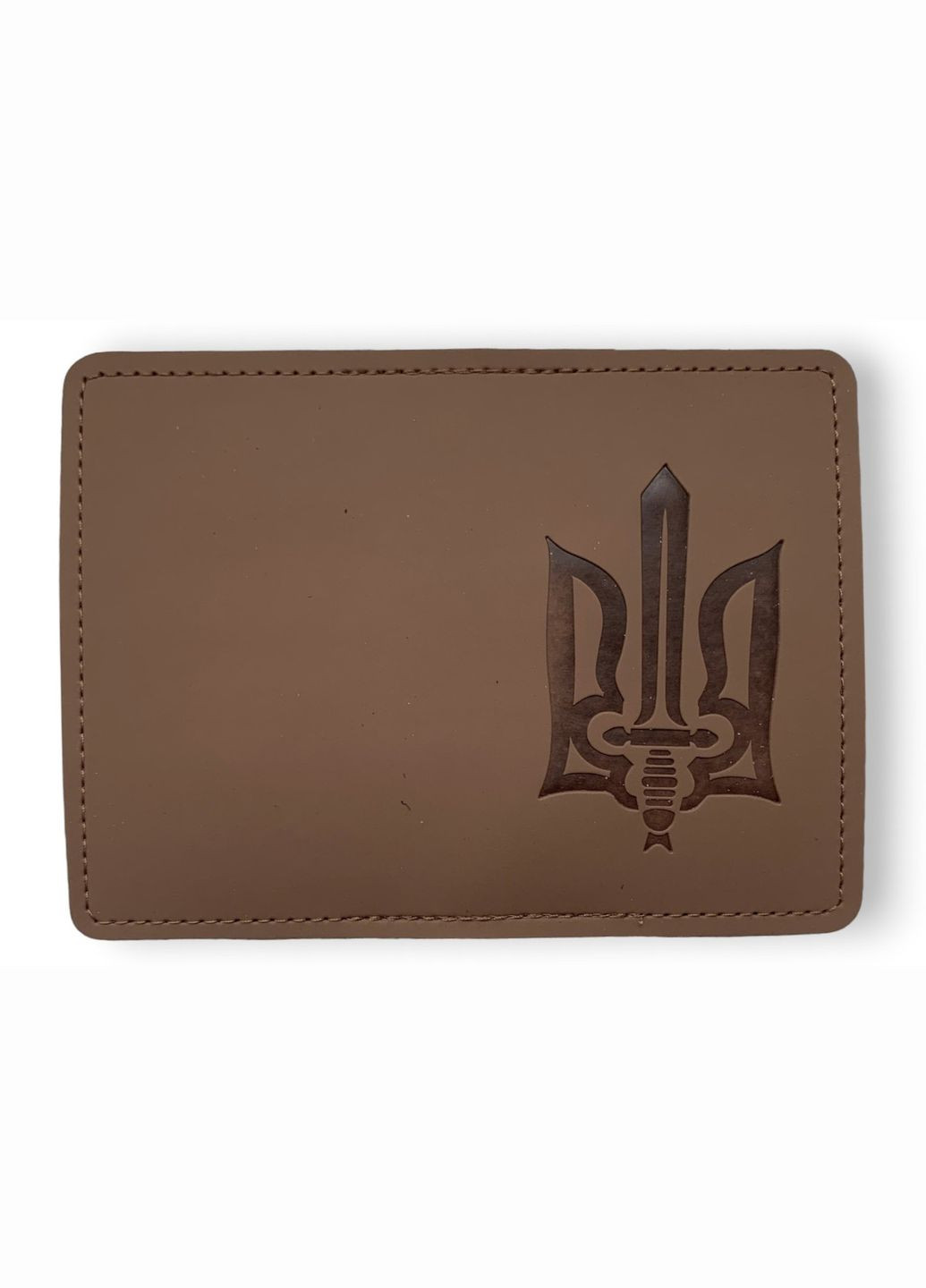 Обложка ID - 1 экокожа Vienna Трезубец меч светло коричневый тиснение 4PROFI (304773467)