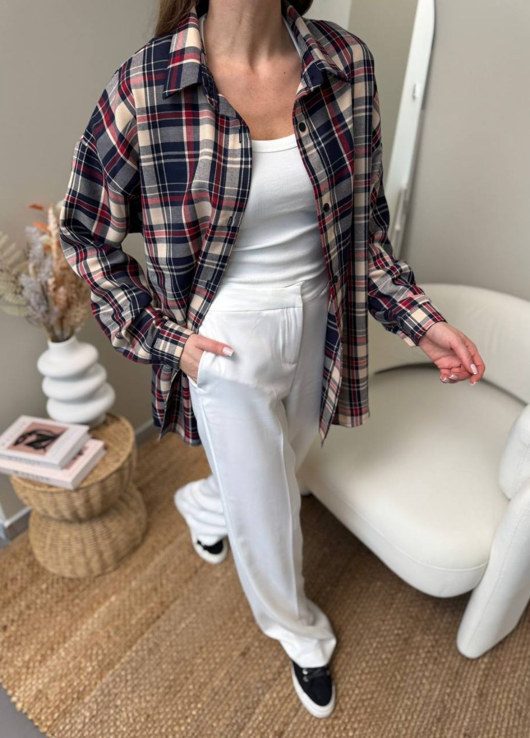 Жіноча базова сорочка в клітинку з тіару Allthings (325731490)