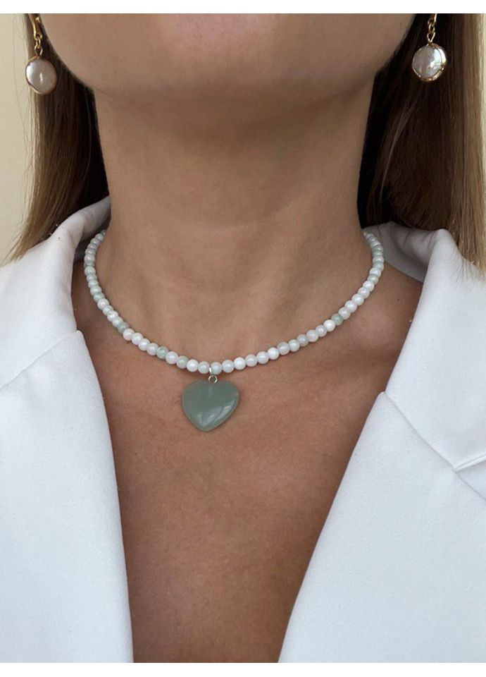 Чокер из нефрита с подвеской каменное сердце 5210 LeBijou (368559325)