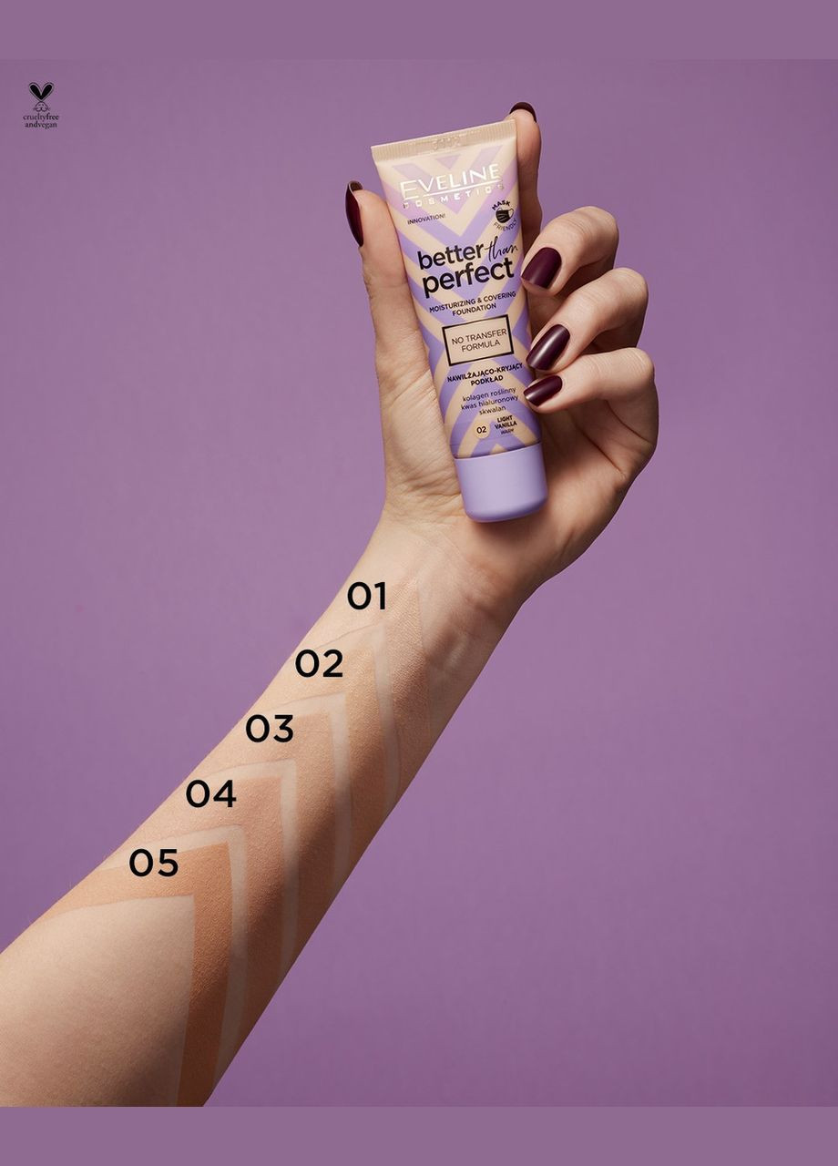 Тональное основание устойчивое увлажняющее BETTER THAN PERFECT 30 мл. 03- LIGHT BEIGE Eveline Cosmetics (340110509)