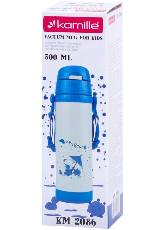 Термос дитячий Зоопарк 500мл із нержавіючої сталі для напоїв з трубочкою для дітей Kamille (368981730)