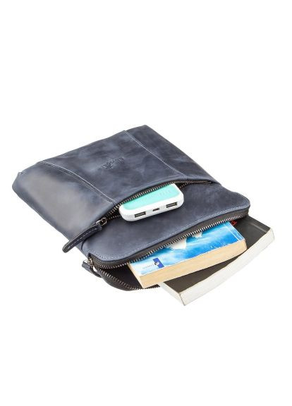 Сумка (11179) Shvigel З вінтажної шкіри Синя (364660092)