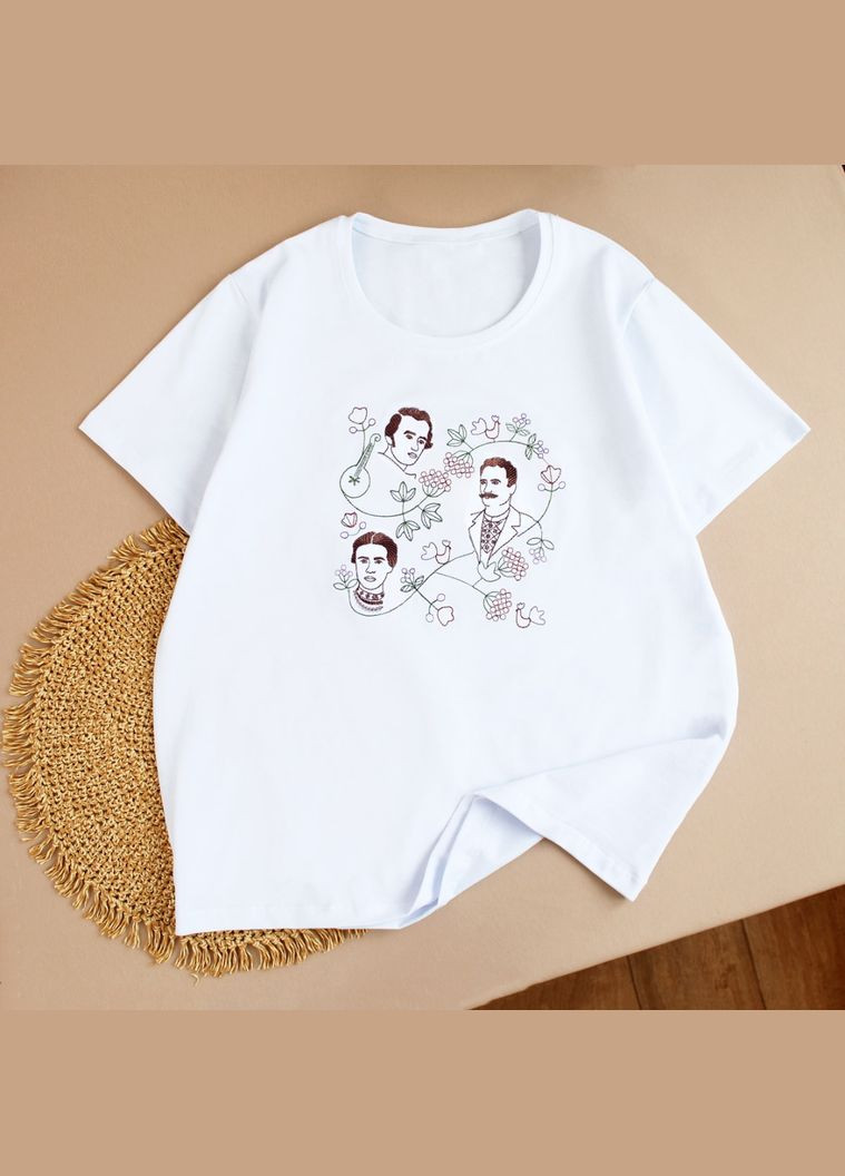 Жіноча футболка з вишивкою Титани біла з кольоровим Ladan — 303727210