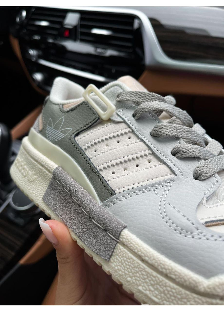 Сірі Осінні кросівки чоловічі adidas forum low white green 2.0 адідас форум No Brand