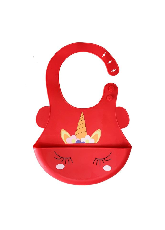 Слюнявчик силиконовый "Единорог" MGZ-0615(Red) с карманом Megazayka (315040556)