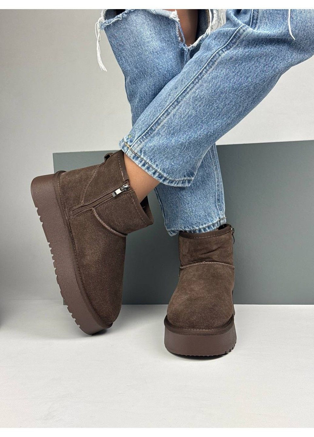 474 УГІ Коричневі Замшеві с блискавкою Hengji (367960233)