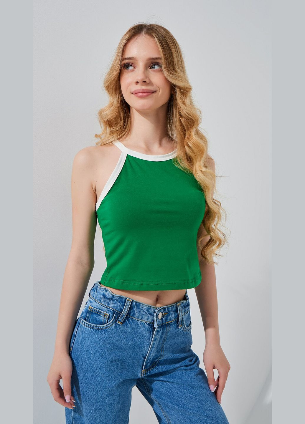 Топ однотонный для девочки GTC02315 158 см Зелено-молочный shop (2000999216411) LAWA (366427095)