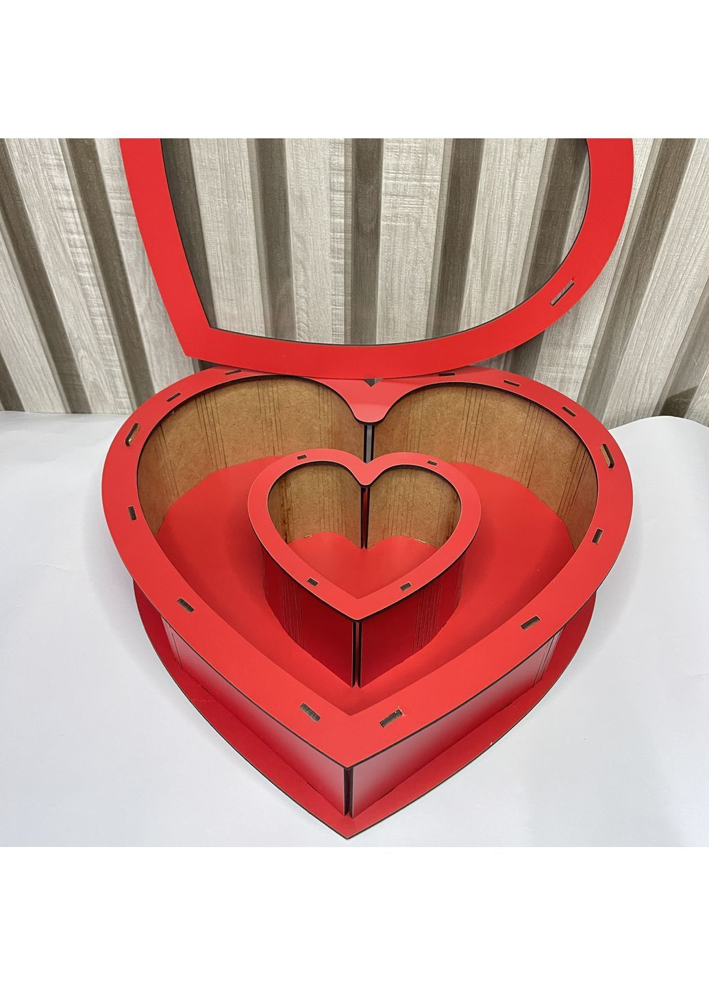 Дерев’яна подарункова коробка “Подвійне Серце” — елегантна упаковка для особливих моментів No Brand (369148519)
