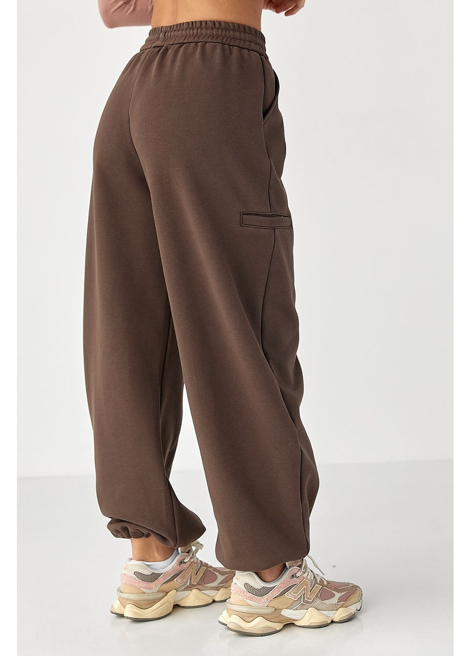 Однотонные теплые спортивные штаны с затяжками внизу Lurex (368276476)