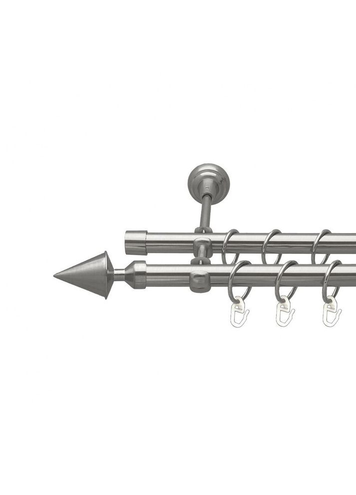 Карниз Фіорі металевий дворядний відкритий гладка труба Нержавіюча Сталь 19\19 мм 300 см (00-00016101) ORVIT (300279375)