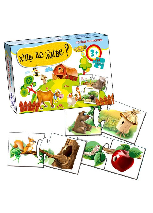 Дитяча гра-пазл "Хто де живе?" MKM0310, 24 пазла Майстер (337580136)