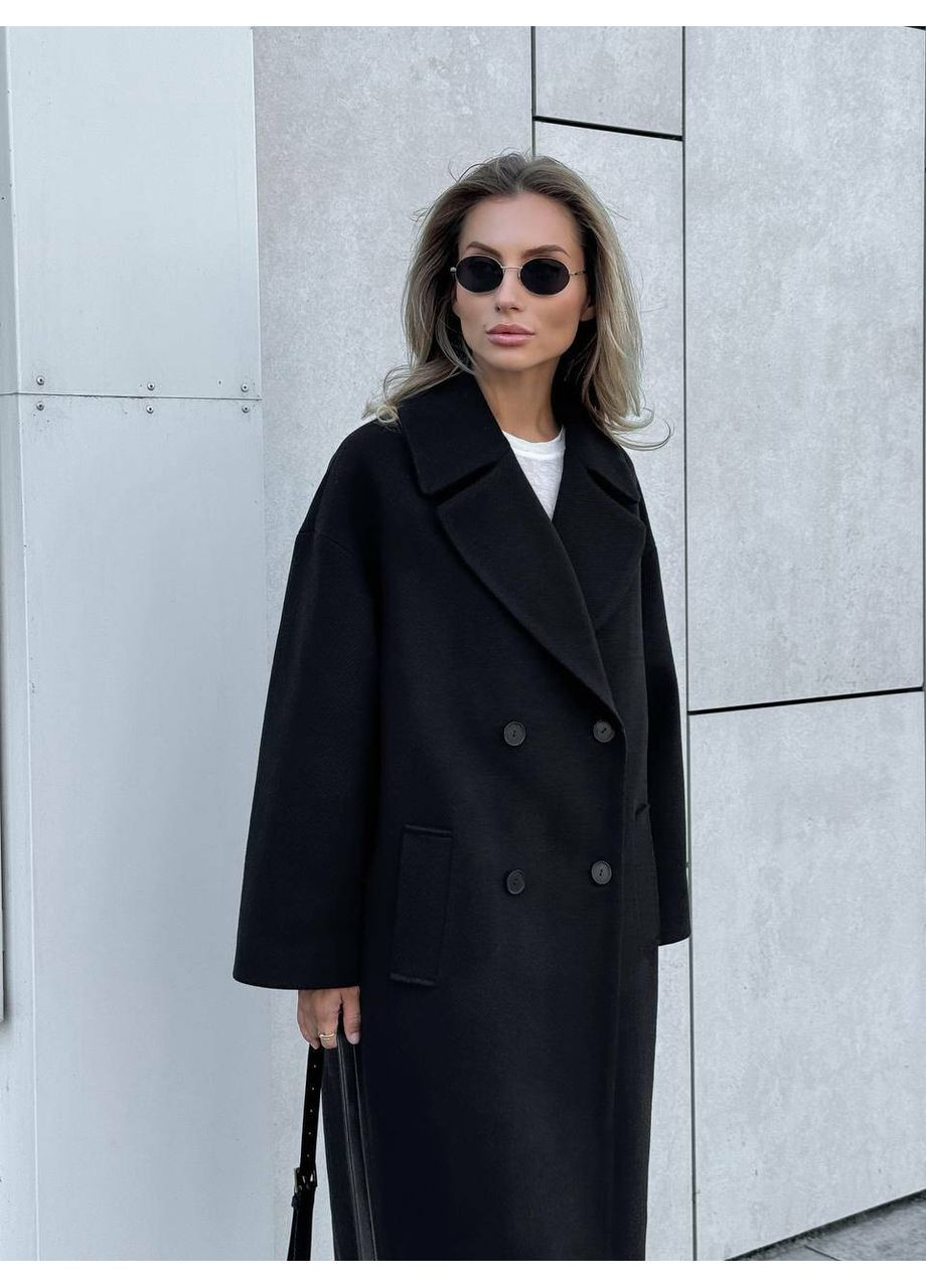 Чорне демісезонне Жіноче пальто КЛАСИКА з кишенями (mil575) milirud