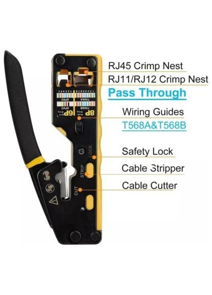 Инструмент RJ-45 (8P8C), RJ-12/11 (6P6C/6P4C), для проходных коннекторов (WT-4227B) Eserver (395707858)