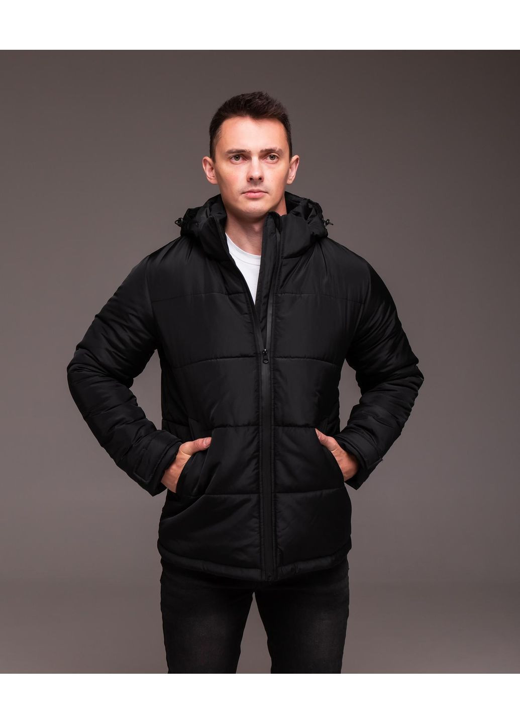 Черная зимняя куртка мужская утепленная No Brand