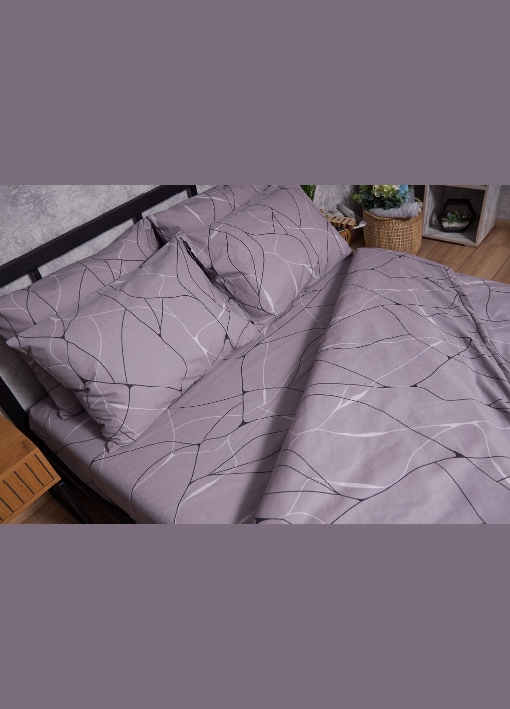 Комплект постельного белья Бязь Gold Люкс King Size 220x240 наволочки 2х50х70 (MS-820002754) Moon&Star Graphite (288535948)