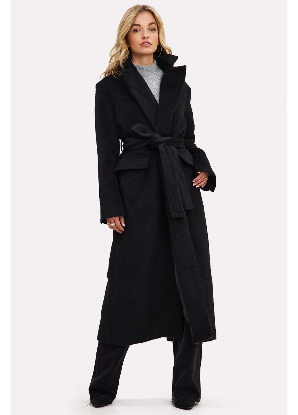 Черное демисезонное пальто женское черное Loavies